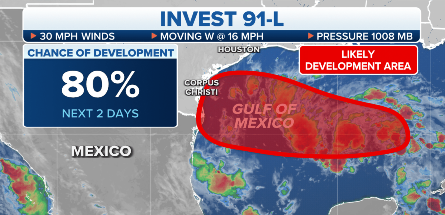 Invest 91L Has 80% Chance To Develop Into Storm; Eyes South Texas, Rio Grande Valley