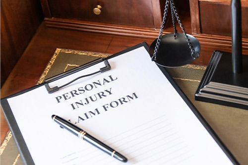 A personal injury claim form alongside information on the timeline for personal injury cases in Texas.