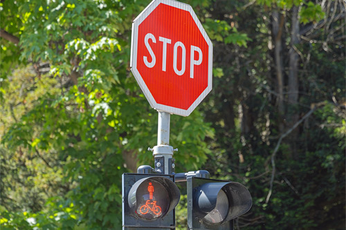 Red Led Light for Pedestrians and Bicycles Shared Crossing Traffic Sign