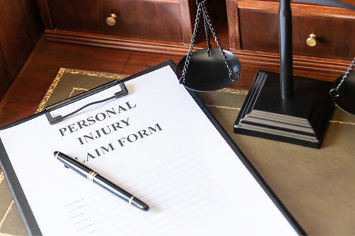 Personal Injury Claim Form on a Lawyer's Desk